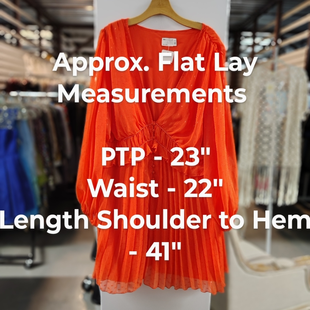 ASOS Curve Bright Orange Pleated Mini Dress - Picture 7 of 8
